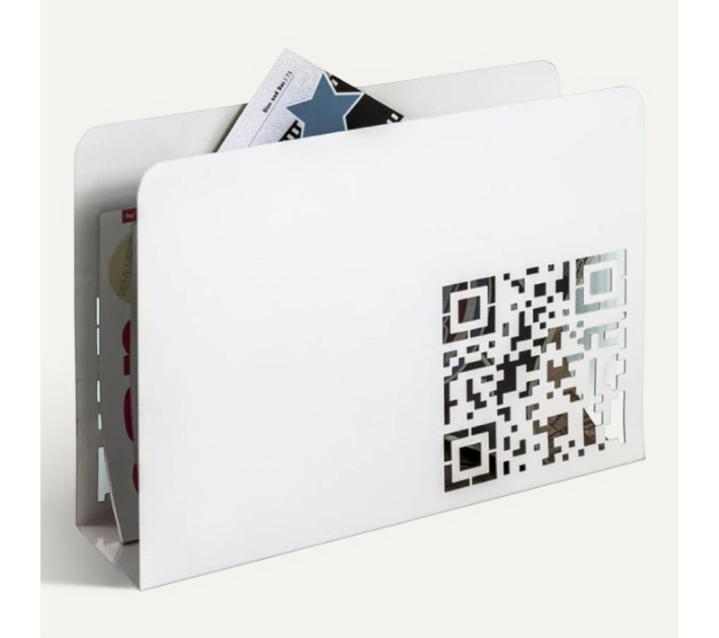 Porte-revues En Métal "qr Code" 35cm Blanc
