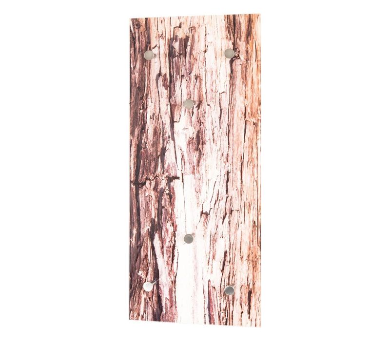 Patère Murale 6 Crochets "écorce Bois" 70cm Naturel