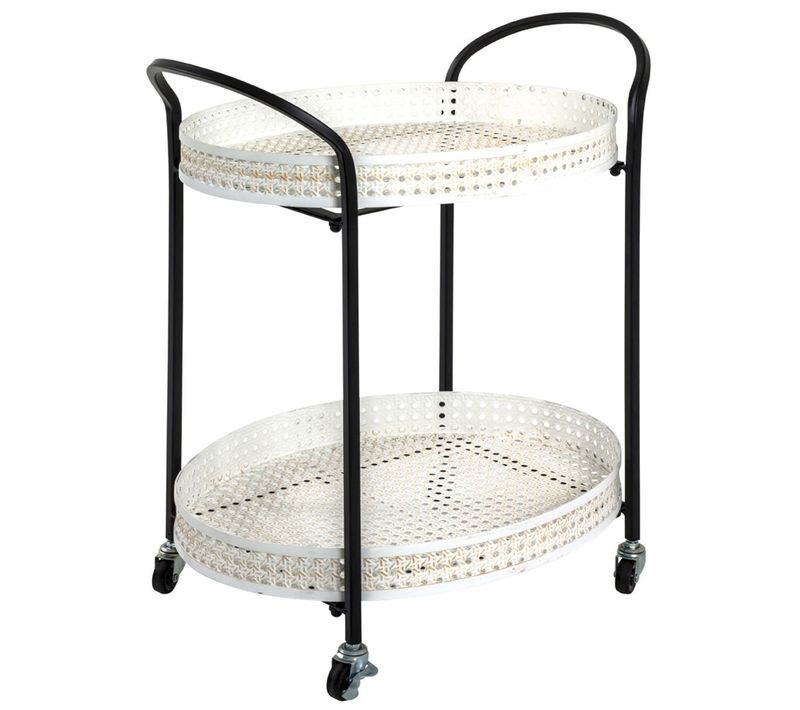 Desserte De Cuisine 2 Niveaux "cannage" 70cm Noir