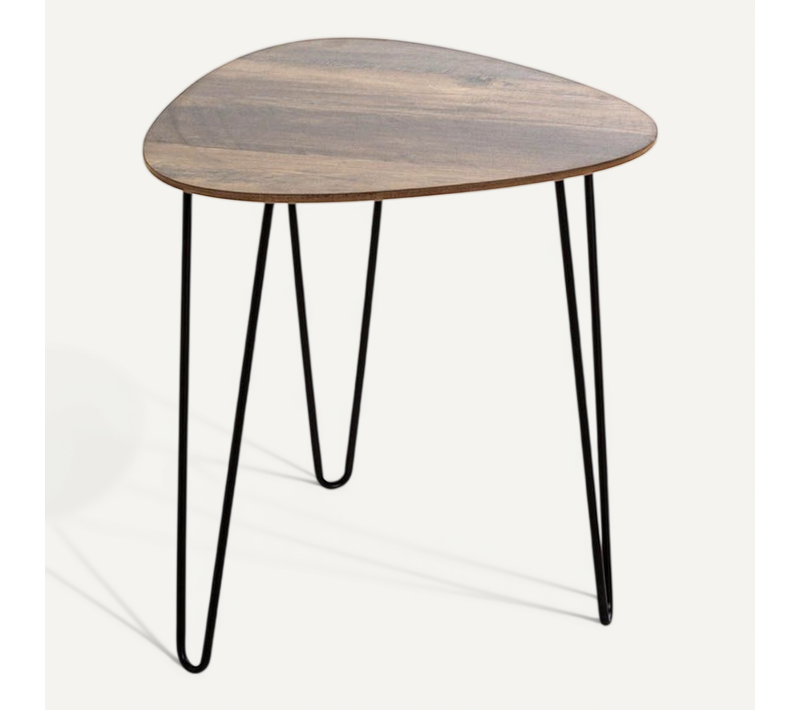 Table D'appoint "lamy" 43cm Noir et Chêne Foncé