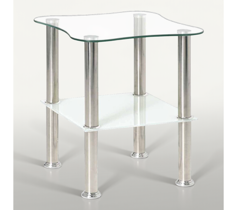 Table D'appoint En Verre "henia" 47cm Blanc