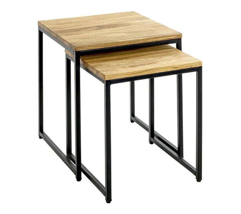 Lot De 2 Tables Gigognes "pika" 46cm Chêne et Noir