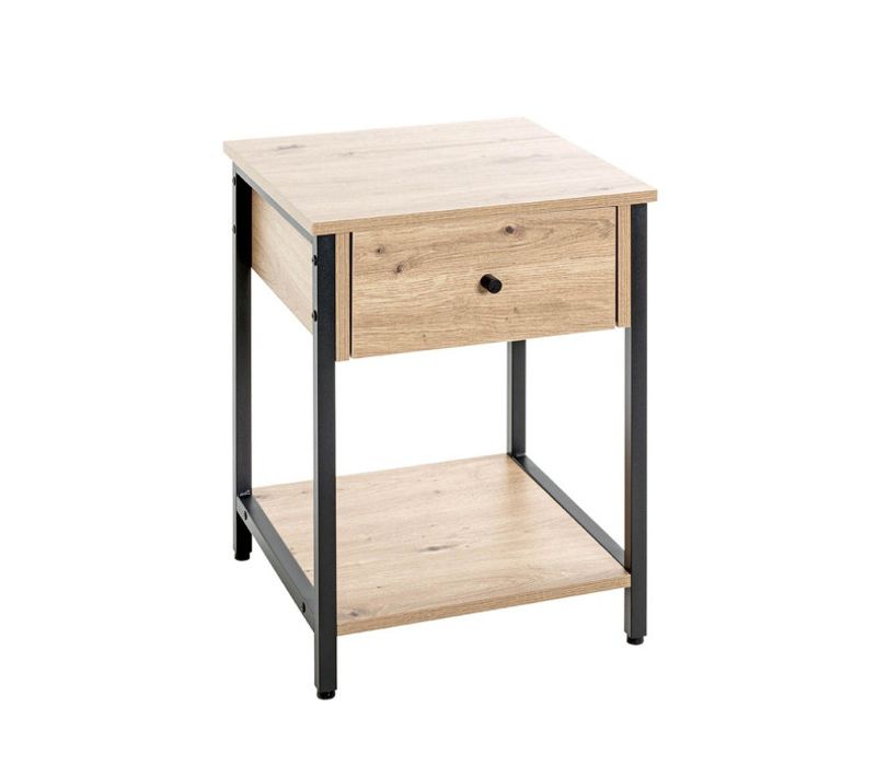 Table D'appoint 1 Tiroir "miranda" 55cm Chêne et Noir