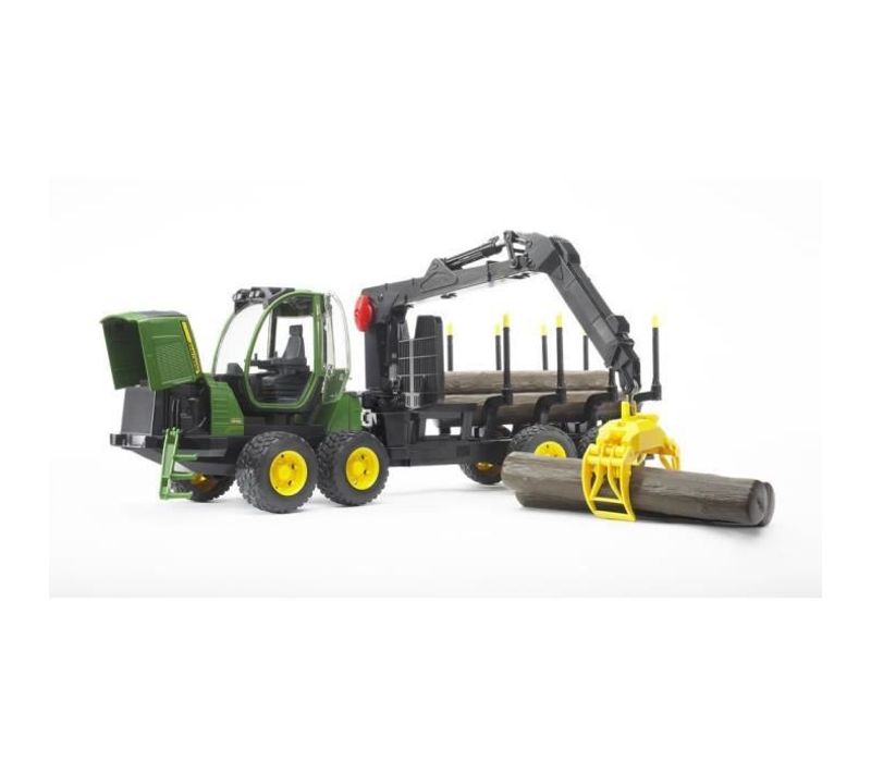 Porteur Forestier John Deere 1210e Avec Chargeur, Remorque Forestiere Et Rondins De Bois Echelle