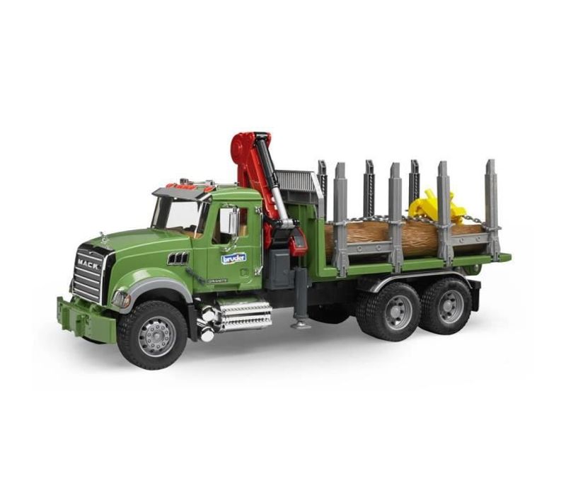 Camion De Transport De Bois Mack Granite Avec Grue Et Rondins De Bois Echelle 1:16 61 Cm