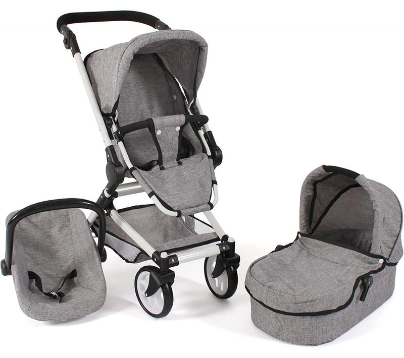 Poussette Combinée Fides 3 En 1 Melange Gris