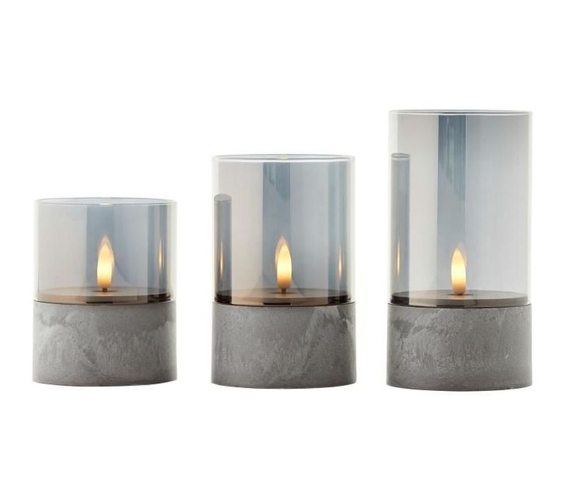 Set De 3 Lampes à Poser LED Sans Fil 2500 K Gris / Verre Fumé - 10/12,5/15 Cm