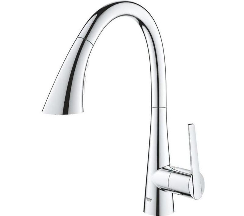 Mitigeur Évier Zedra Douchette Extractible 3 Jets Tube Pivotant 360° Limiteur De Débit