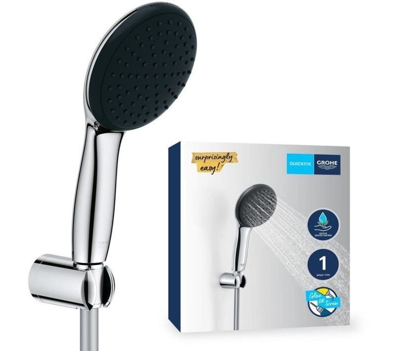 Ensemble De Douche Avec Pommeau 1 Jet Pluie, Support Et Flexible 1,75m - Grohe Vitalio Start 110