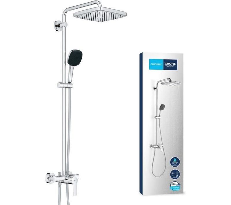 Colonne De Douche Avec Mitigeur Monocommande - Economie D'eau - Grohe Vitalio Comfort 250 - Chromé