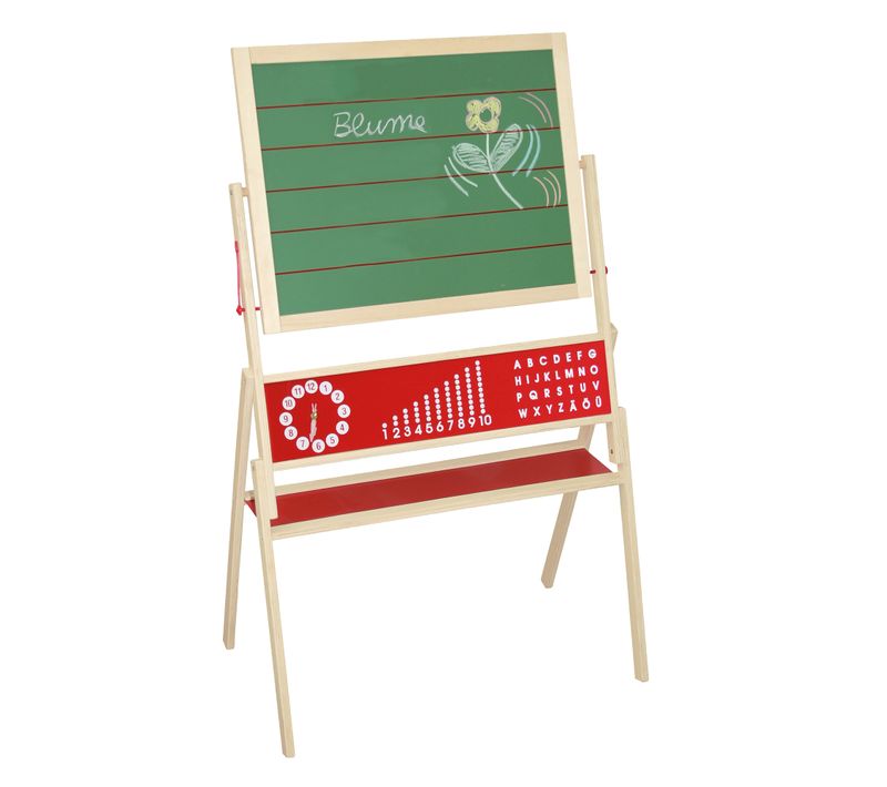 Tableau Rotatif Sur Pied Pour Enfant - Double Face Craie Et Magnétique - Étagère Intégrée