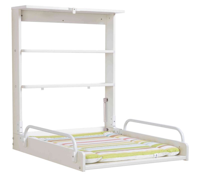 Table à Langer Murale Bois + Matelas Blanc