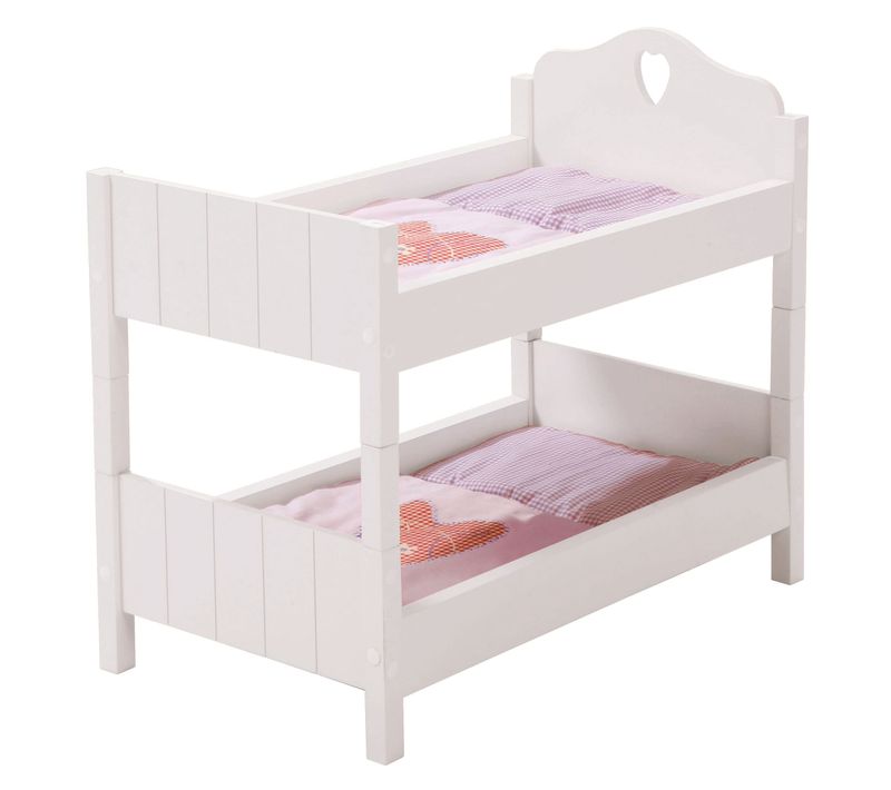 Lit Superposé Pour Poupée Jumelle En Bois Fienchen - Séparable En 2 Lits - Laqué Blanc