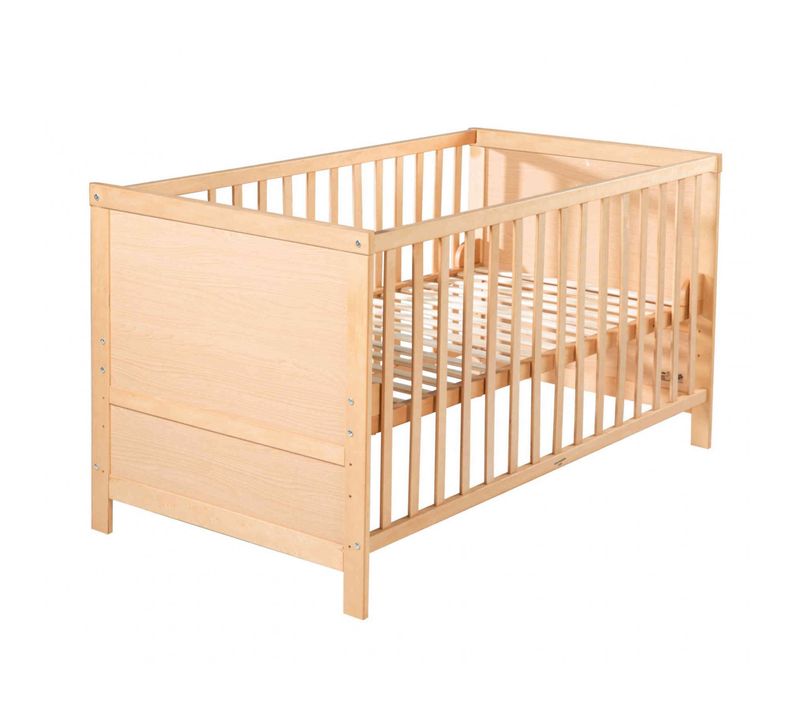 Lit Bébé Évolutif En Bois Hêtre Naturel Réglable En Hauteur Roba 70x140