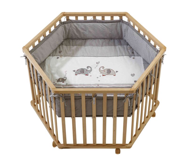 Parc Hexagonal En Bois Jumbotwins Bois Naturel 72x120cm