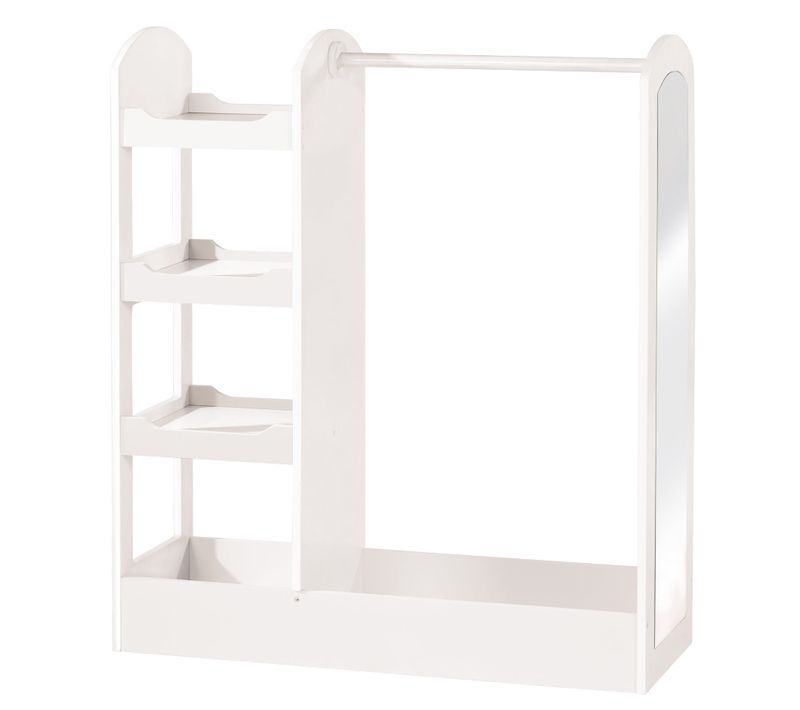 Dressing Bébé Avec Étagère, Penderie Et Miroir En Bois Laqué Blanc