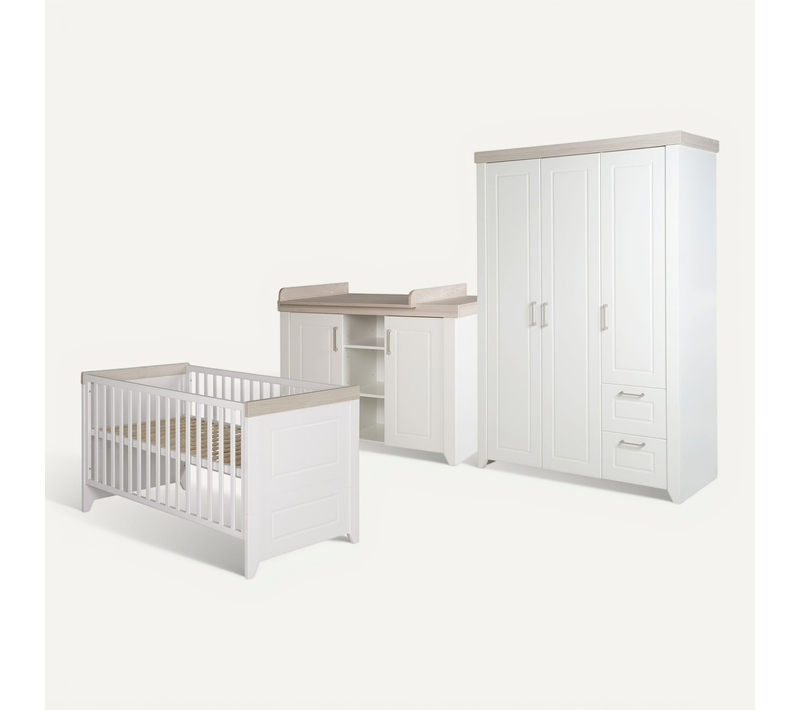 Ensemble De Chambre Felicia - Lit Bébé + Commode à Langer + Armoire 3 Portes