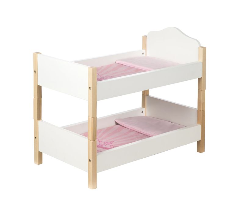 Lit Superposé Pour Poupée Jumelle En Bois Scarlett - Séparable En 2 Lits - Blanc/naturel