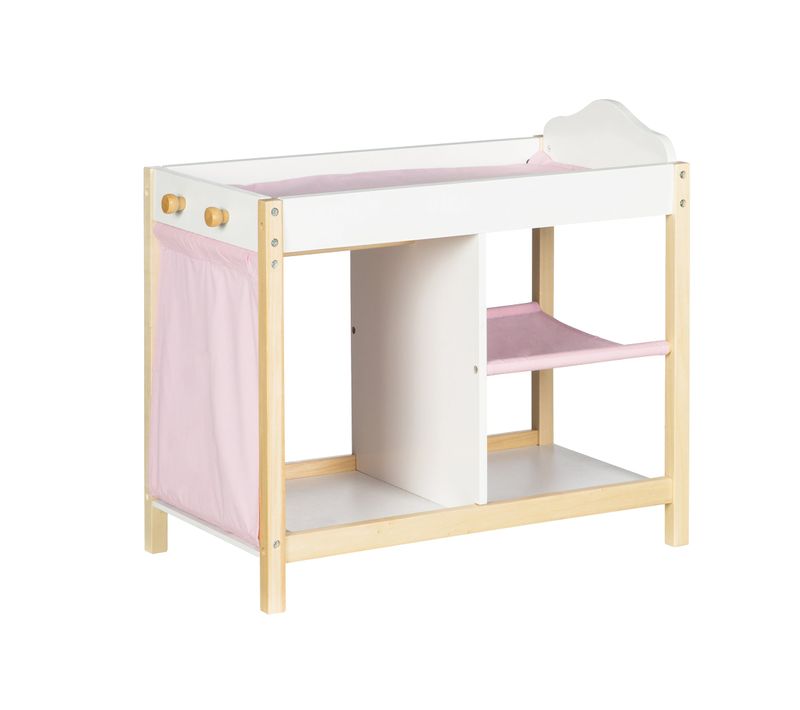 Table à Langer De Poupée En Bois Scarlett + équipement Textile - Blanc