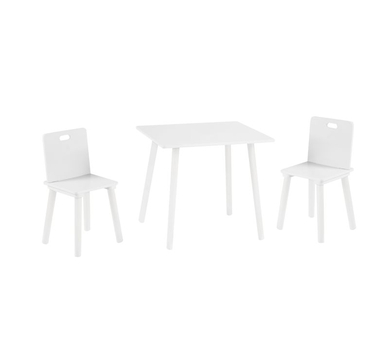 Ensemble De Sièges - 2 Chaises + Table Pour Enfant - En Bois Laqué Blanc