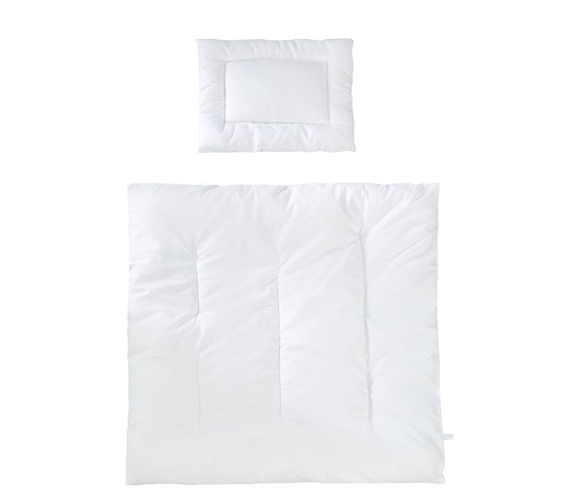Couette 80x80 Et Oreiller 40x35 En Coton Blanc Pour Lit Bébé Et Berceau