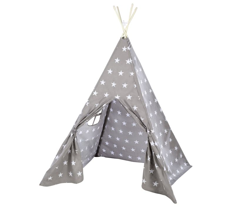 Tipi Indien Pour Enfant En Tissu Gris Imprimé Étoiles - Little Stars
