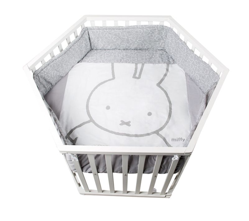 Parc Bébé Hexagonal + Tapis Miffy® - Bois Blanc