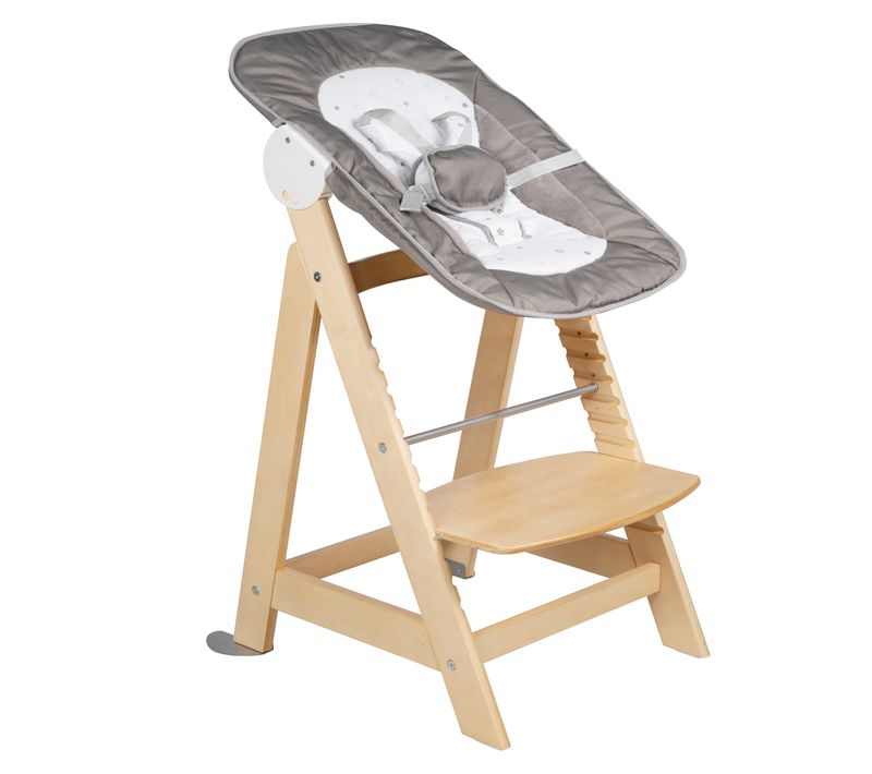Chaise Haute Évolutive Born Up + Transat Sternenzauber - Naturel/gris Foncé