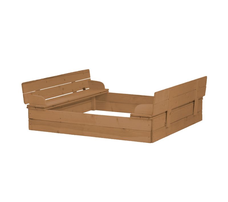 Bac à Sable Pliable Pour L'extérieur - 2 Bancs - Bois Massif Brun