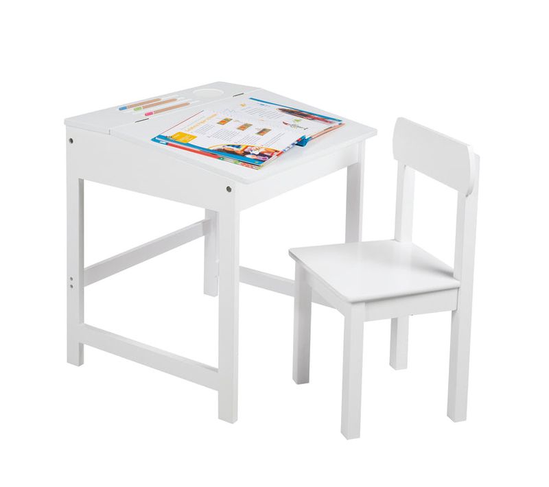 Bureau D'école Bébé Et Enfant + Chaise - Bois Blanc