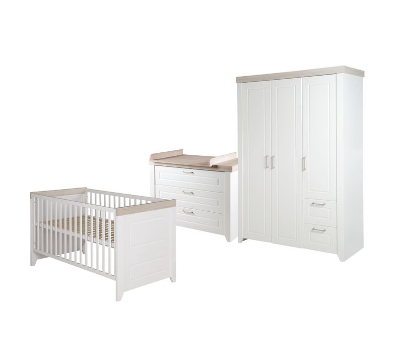 Ensemble De Chambre Felicia - Lit Bébé + Commode à Langer + Armoire à 3 Portes
