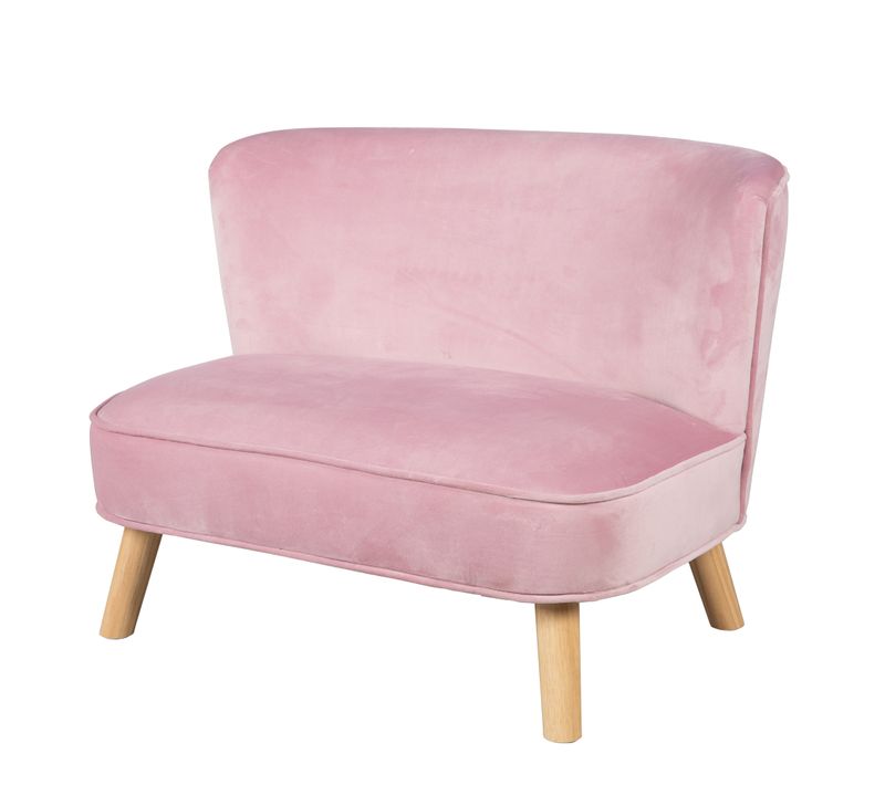 Canapé Enfant Lil Sofa - Avec Pieds En Bois Stables - Velours Rose