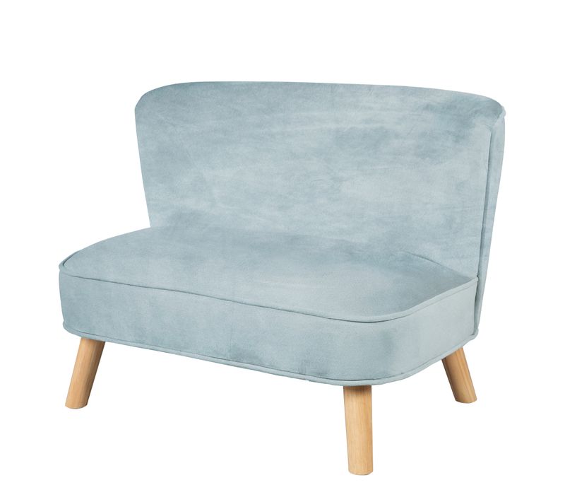 Canapé Enfant Lil Sofa - Avec Pieds En Bois Stables - Velours Bleu Clair