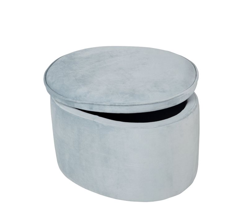 Tabouret Ovale En Velours Pour Chambre Enfant Lil Sofa - Avec Coffre De Rangement - Bleu Clair