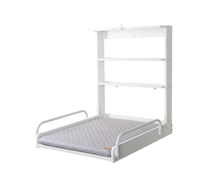 Table à Langer Murale En Bois Blanc + Matelas