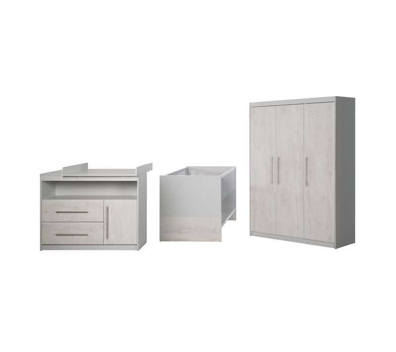 Ensemble De Chambre Maren 2 - Lit Bébé + Commode à Langer + Armoire 3 Portes