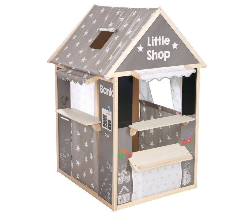 Maisonnette En Bois à 4 Faces - Théâtre De Guignol Épicerie Poste Banque - Little Stars