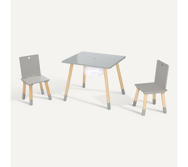 Ensemble De Sièges Pour Enfants - 2 Chaises + Table - Bois Laqué Gris