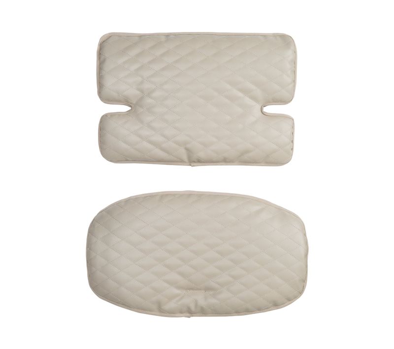 Réducteur De Chaise Haute Évolutive - 2 Pièces - En Cuir Pu Grège Matelassé - Luxe