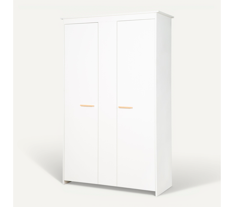 Armoire Bébé 2 Portes Anton - Poignées En Bois Massif De Hêtre - Bois Blanc