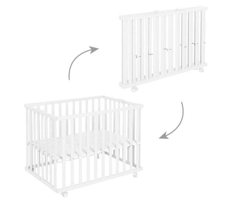 Parc Bébé 75x100 Pliant Avec Roulettes - Blanc