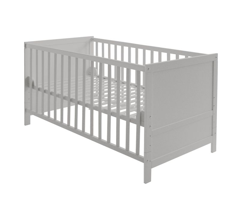 Lit Bébé Évolutif 70 X 140 Cm - Hauteur Réglable - Coins De Conversion Incluses - Bois Gris