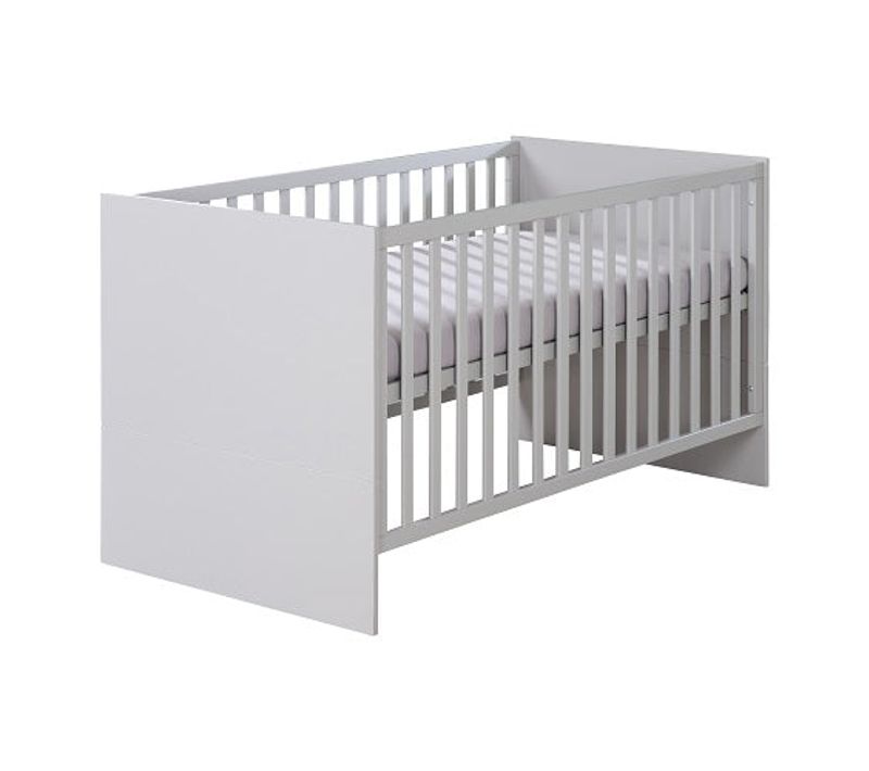 Lit Bébé Évolutif Lea En Bois - Convertible En Lit Junior - Hauteur Réglable - Gris Clair