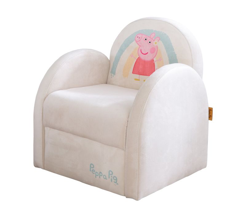 Fauteuil Bébé Peppa Pig Avec Accoudoirs - Revêtement Doux En Velours - Beige - Motif Truie