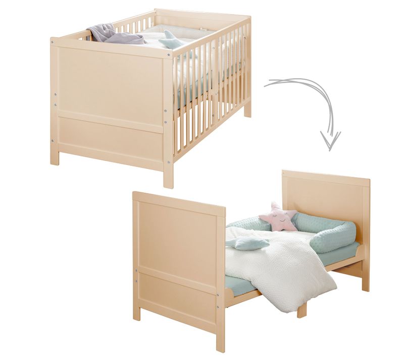 Lit Bébé Évolutif 70x140 Cm Easy Sleep - Coins De Transformation Inclus - Bois Naturel