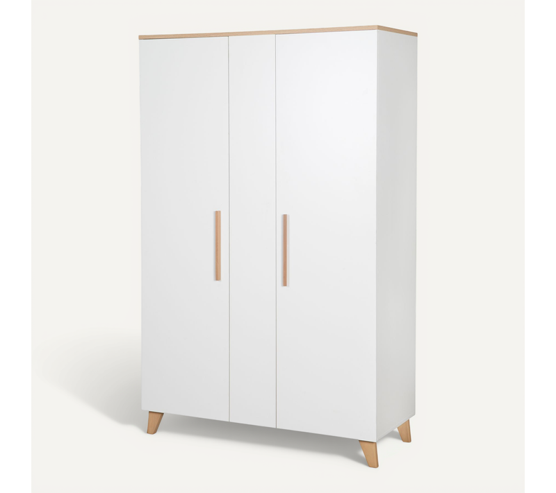 Armoire Enfant Leon 2,5 Portes – Blanc / Chêne Clair
