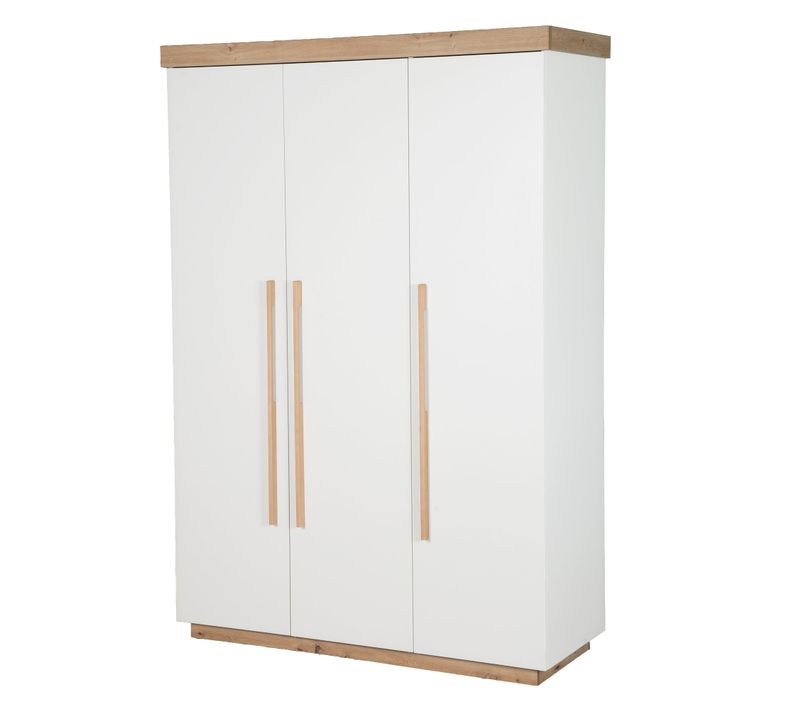 Armoire Enfant 3 Portes - Fermeture Douce - Blanc Et Chêne - Lumo
