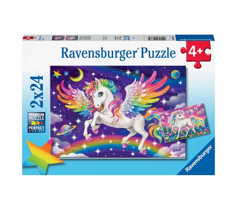 Coffret De Puzzles Licorne Et Pégase - 2 Puzzles De 24 Pièces Pour Enfants