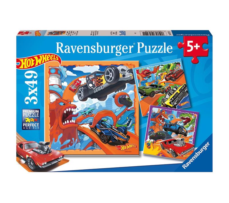 Coffret De Puzzles Hot Wheels - 3 Puzzles De 49 Pièces Chacun