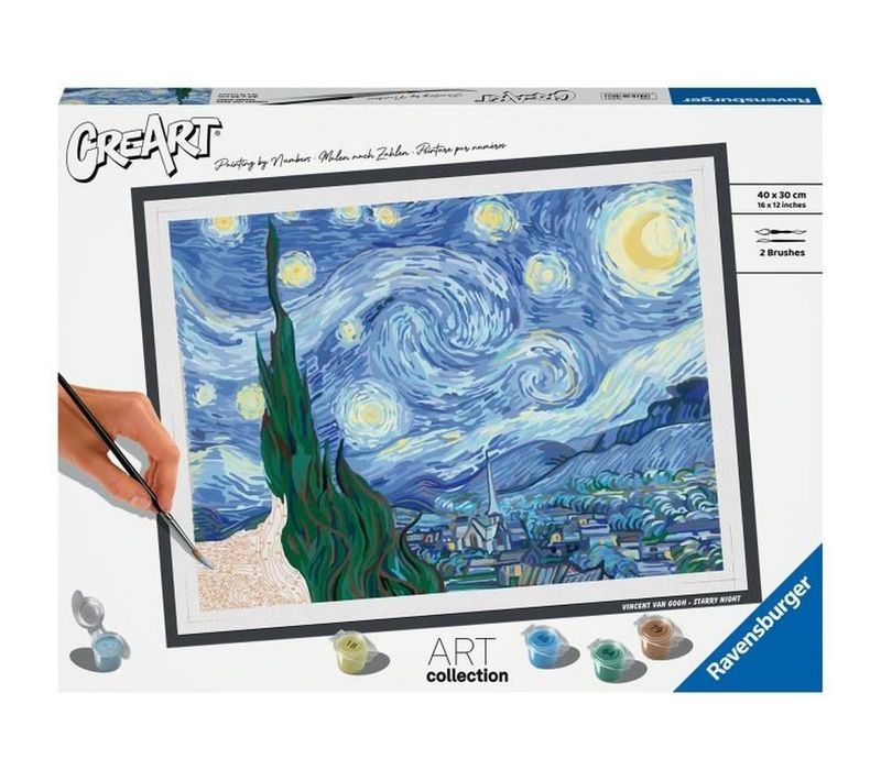 Kit Peinture Par Numéros La Nuit Étoilée - 30 X 40 Cm - 50 Couleurs